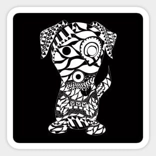 black aztec dog in mandala pattern ecopop Sticker